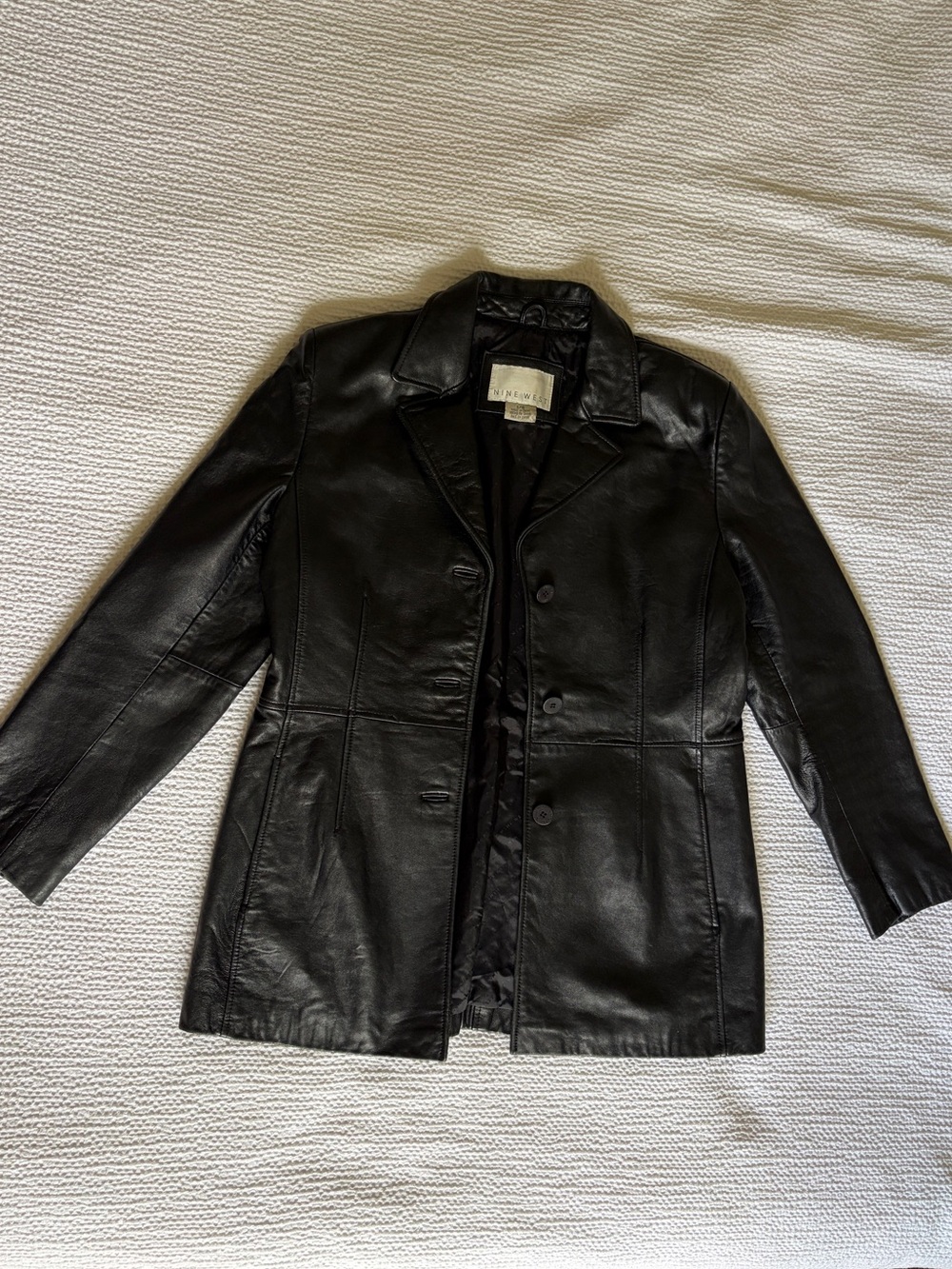 Vintage Nine West Black Leather blazer Jacket